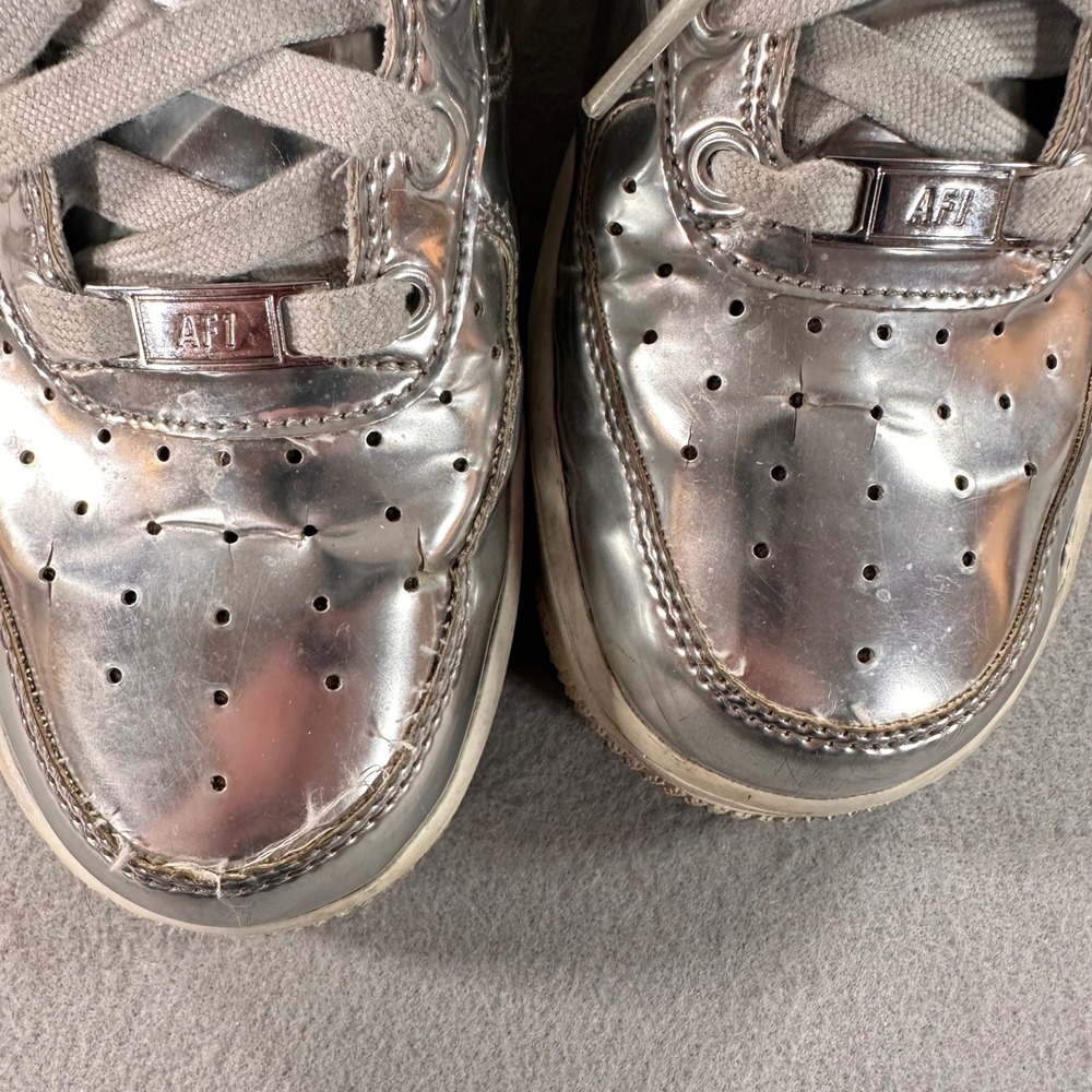 Nike Air Force 1 SP Metallic Silver Chrome Low Top Sneakers CQ6566-001 Womens 8 - Picture 6 of 10
